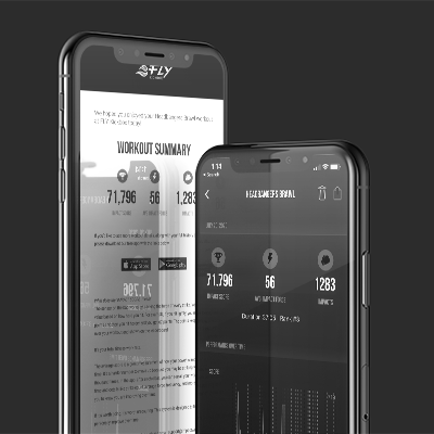 Impact Wrap app for iOS and Android showing workout metrics and summaries.
